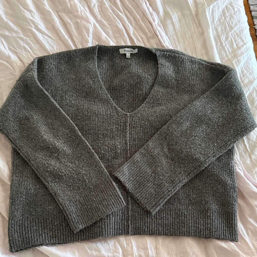 Madewell Charcoal V-Neck Sweater